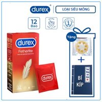 Bao cao su Durex Fetherlite siêu mỏng mang như không mang, đem cảm giác chân thật, hộp 12 bao