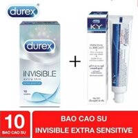 Bao cao su Durex invisible siêu mỏng+ Gel Bôi Trơn KY