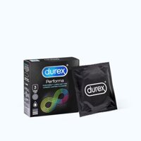 Bao cao su DUREX Performa có gel bôi trơn, kéo dài thời gian quan hệ (hộp 3 cái)
