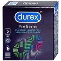 Bao cao su Durex Performa kéo dài thời gian quan hệ, chứa gel bôi trơn, size 52mm