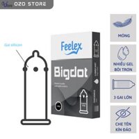 Bao cao su Feelex Bigdot gân gai bi lớn 3, 6 Bi nhiều gel bôi trơn, Hộp 1 bcs - Bigdot 3 bi