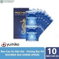 Bao Cao Su Gai Bi – Hương Bạc Hà ROCMEN SEA HORSE Cá Ngựa – Nhập Khẩu Brazil -Hộp 10c