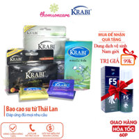 Bao cao su Krabi – bcs gân gai siêu mỏng, kéo dài thời gian bôi trơn, 49mm đôn dên – Hộp 12 chiếc condom từ Thái Lan
