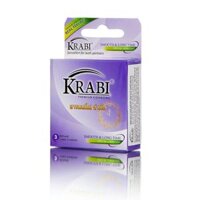 Bao cao su Krabi Smooth Longtime trơn, kéo dài (tím) hộp 3 cái