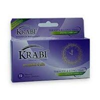 Bao cao su Krabi Smooth Longtime trơn, kéo dài (tím) hộp 12 cái