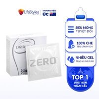 Bao Cao Su LifeStyles ZERO Cao Cấp Siêu Mỏng Tuyệt Đối, Dẻo Dai  - Hộp 3 bao - BCS Zero - Hộp 3 bao