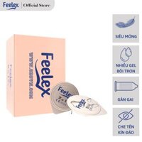 Bao cao su nam Feelex 2 in 1 gân gai hương dâu nhiều gel bôi trơn - Hộp 10 bcs - Premium
