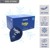 Bao cao su nam Feelex xanh Cooling, mỏng, nhiều gel bôi trơn, cảm giác mát lạnh - Hộp 10 bcs - Hộp 10 bao
