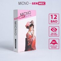 Bao cao su Nhật Bản Michio (có gân gai, khử mùi tối đa, co giãn linh hoạt) hộp 12 cái