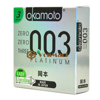 Bao cao su Okamoto Platinum hộp 3 siêu mỏng 0.03 mm, cao cấp truyền nhiệt nhanh, ôm sát co dãn