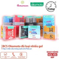 Bao cao su Okamoto siêu mỏng – Đủ loại hương dâu, cam, vani, nhiều gel bôi trơn, gai ấm nóng, gai lạnh kéo dài thời gian