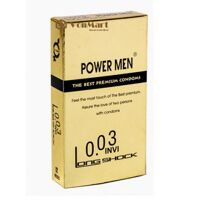 Bao cao su Power Men 0.03 Invi Long Shock hộp 12, siêu mỏng 0.03mm cao cấp, kéo dài quan hệ