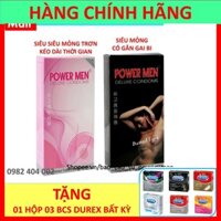 [BAO CAO SU POWER MEN] COMBO 02 hộp Bao cao su siêu mỏng gân gai siêu kéo dài thời gian POWER MEN