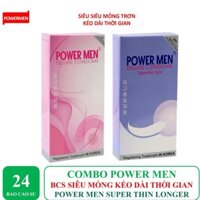 [BAO CAO SU POWERMEN] COMBO 02 hộp Bao cao su siêu mỏng siêu kéo dài thời gian POWER MEN SUPER THIN