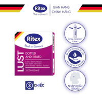 Bao cao su Ritex Lust, gân gai đan xen, hộp 3 chiếc
