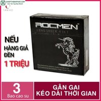 Bao Cao Su ROCMEN Long Shock Có Gai, Gân, Kéo Dài Thời Gian – Hàng Chính Hãng Brazil – Hộp 3 Cái