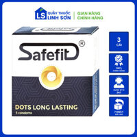Bao Cao Su Safefit Dots Long Lasting S52 Có Vòng Gân, Hạt Nổi, Thắt Chống Tuột (3 Cái)