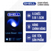 Bao cao su Shell Love Bead - Gân nổi, kéo dài thời gian, bi tăng 1.5cm - Hộp 5 cái - Bộ 1 hộp - 5 cái