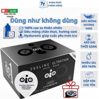 Bao cao su siêu mỏng 001 OIO bao cao su kéo dài quan hệ nhiều gel bôi trơn hương thơm chống xuất tinh sớm hộp 10 bcs