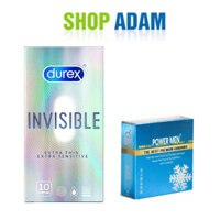 Bao Cao Su Siêu Mỏng Durex Invisible Extra Thin H10  BCS 0.03mm Hương Bạc Hà Power Men Invi H3 - Hàng Chính Hãng 100 - Che Tên Sản Phẩm