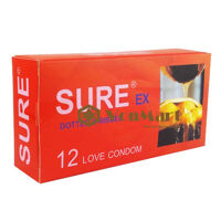 Bao cao su Sure Đỏ 12 chiếc siêu mỏng, ôm sát, gân gai, tăng khoái cảm kích thích cuộc yêu