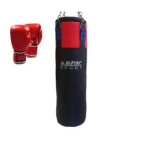 Bao Cát Đấm Bốc Boxing Treo Tường 80cm Nhồi Sẵn Da 3 Lớp Siêu Bền + Tặng Găng Đấm Bốc