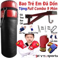 Bao cát đấm bốc boxing treo tường đã nhồi hoàn thiện dày 3 lớp siêu bền tặng kèm găng boxing cao cấp thế hệ mới