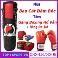 ♘۩♧Bao cát đấm bốc treo tường đã nhồi sẵn dài 80cm,đường kính 26cm tặng kèm găng boxing rồng lửa + băng đa bảo hành 6 th