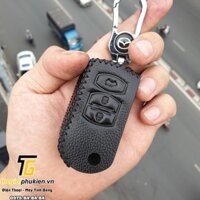 Bao da 3D bảo vệ chìa khóa xe Mazda 3s kèm móc đeo Inox