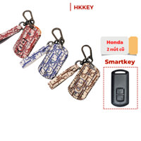 Bao da bảo vệ chìa khoá Smartkey Honda AB Air Blade Honda Lead Vision Vario Click Dior khâu tay móc đen