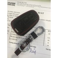 Bao da bò chỉ đỏ dành cho chìa khóa xe Hyundai Santafe 2017