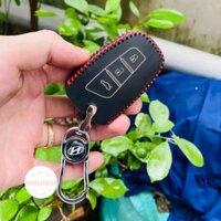 Bao da bọc chìa khoá Hyundai SantaFe 2013 2018, Hyundai Genesis bằng da bò, tặng móc khóa