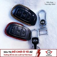 Bao Da Bọc Chìa Khóa Xe Ô Tô Huyndai 3 Nút Thông Minh I10, I20,Tucson, Elantra, Sonata