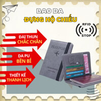 Bao da bọc hộ chiếu Ví đựng Visa, Passport, Thẻ ATM du lịch nước ngoài, ví chống trộm da PU dày dặn