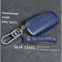 Bao da, bọc, ốp, chìa khoá xe ô tô Ford Everest 2018 2024 da bò thật ford006 3n
