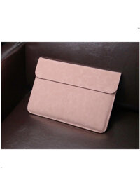BAO DA, CẶP DA, TÚI DA CHỐNG SỐC CHO MACBOOK, SURFACE PRO, LAPTOP MÀU HỒNG - TẶNG KÈM VÍ ĐỰNG SẠC CHUỘT - Macbook Pro 15.4 inch đời 2016 - 2019