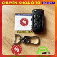 Bao da chìa khoá Audi A4 A5 A6 A7 A8 và VW Polo Passat Scirocco Beetle Touareg Tiguan da đen chỉ đỏ chắc chắn