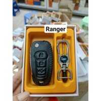 bao da chìa khóa cao cấp xe ford Ranger mẫu chìa gập2018-2019-2020