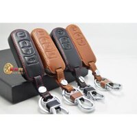 Bao da chìa khóa CX5 CX8 MAZDA 3 MAZDA 6 CX3 CX-3 mẫu 3 nút màu đen chỉ đỏ kèm móc treo làm đẹp chống xước smart key xe ô tô cao cấp