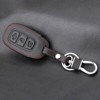 Bao Da Chìa Khóa Dành Cho Xe Hyundai Accent 2018 - 2020, Santafe 2019 - 2020, Hyundai KONA Da Thật Loại 3 Nút - Bao Da Móc Khóa