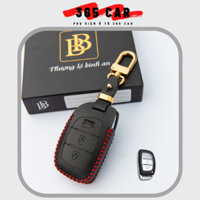 Bao da chìa khoá Hyundai I10, I20, Tucson, Elantra, bọc chìa khóa Hyundai mẫu 3 nút bấm Da Bò Thật bảo hành da 2 năm