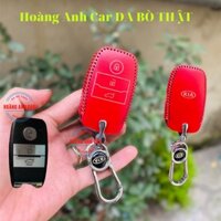 Bao da chìa khoá KIA CERATO, K3 (2014 - 2018), SELTOS, Moning, Soluto, Rondo, Sorento khóa thông minh 3 nút bấm