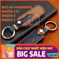 Bao da chìa khóa Mazda CX5, Mazda6, Mazda3 da thật crazy horse hand made có móc khóa, SWA AUTO
