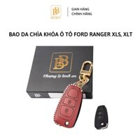 Bao Da Chìa Khóa Ô Tô Ford Ranger XLS - XLT 2014-2017, Ecosport Chìa Gập BOABAY Da Thật Khắc Tên sdt chủ xe theo yêu cầu