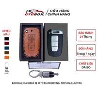 Bao da chìa khoá o to hyundai santafe 2009-2012 chìa thông minh 3 nút da bò thật cao cấp bảo vệ chống xước và va đập