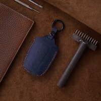 Bao Da Chìa Khóa Ô Tô Toyota Camry 2018 Dạng Dẹp Da Bò Nubuck Màu Xám Xanh