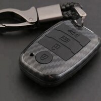 Bao da chìa khóa, Ốp chìa khóa carbon cho xe ô tô KIA CERATO MORNING, SOLUTO, RONDO, SEDONA 2019 2020