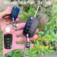 Bao Da Chìa Khóa ÔTô Kia Morning, Forte, Carens, Chìa Gấp Nhỏ Đời Cũ da thật khâu tay
