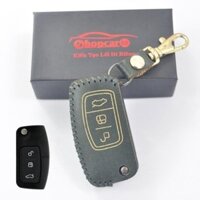 Bao Da chìa khoá xe Ford Fiesta, Focus 2008-2012. Da bò nhiều màu sắc. Khắc tên miễn phí