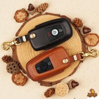 Bao da chìa khoá xe Ford Everest Ranger 2/3 nút Macaws - da bò thật Buttero Ý, may tay thủ công